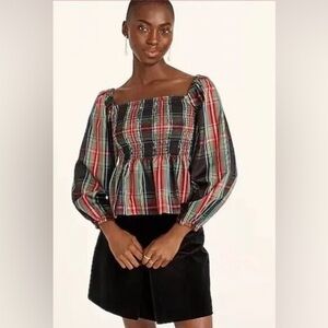 J. Crew Multicolor Plaid Blouse